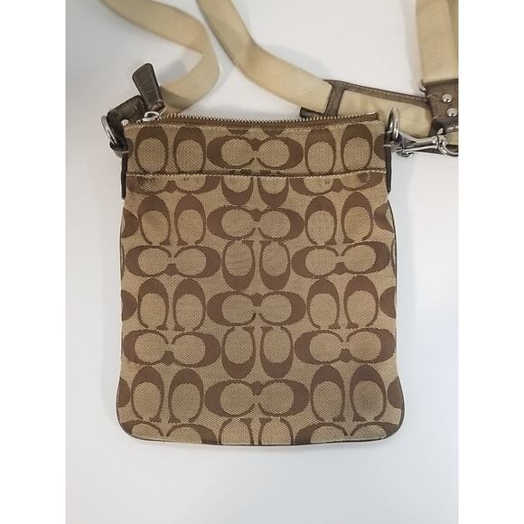 Coach Sutton Signature Gold Crocodile Leather Stripe Swing Pack - Picture 2 of 8